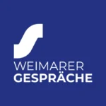 Logo der Weimarer Gespräche auf blauem Hintergrund